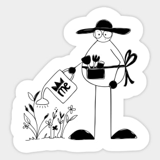 Planting with love minimalist line art Sticker